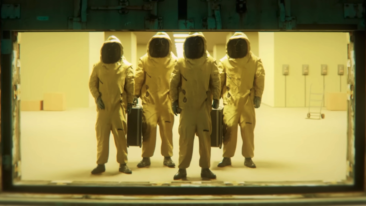 Async workers in yellow suits in Kane Parsons backrooms YouTube series