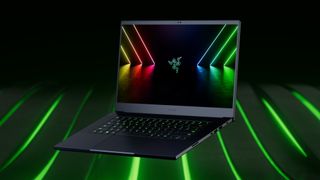 Razer Blade 15 2022 opened and at an angle