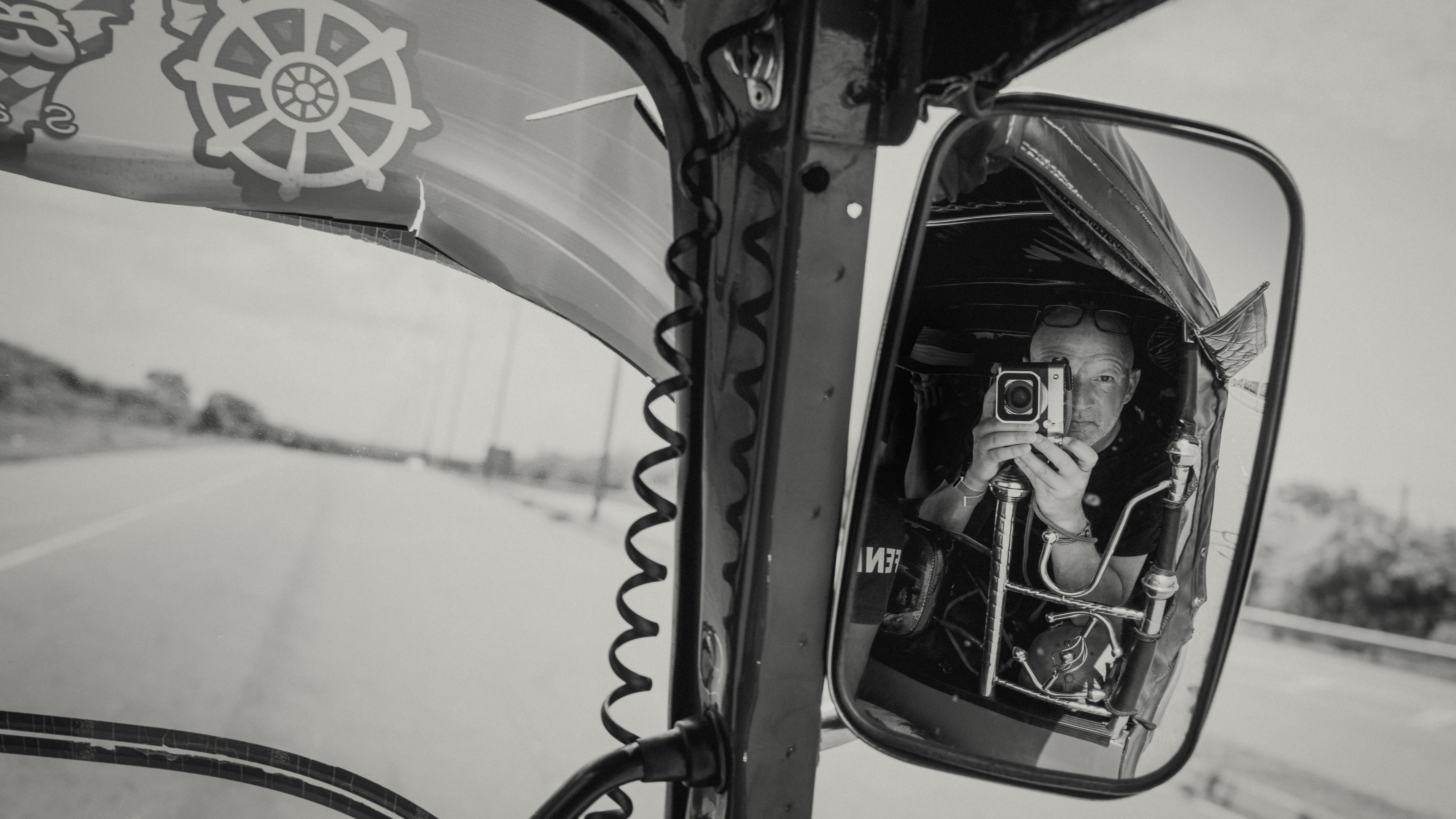 Benedict Brain selfie in a TukTuk with Fujifilm GFX100RF