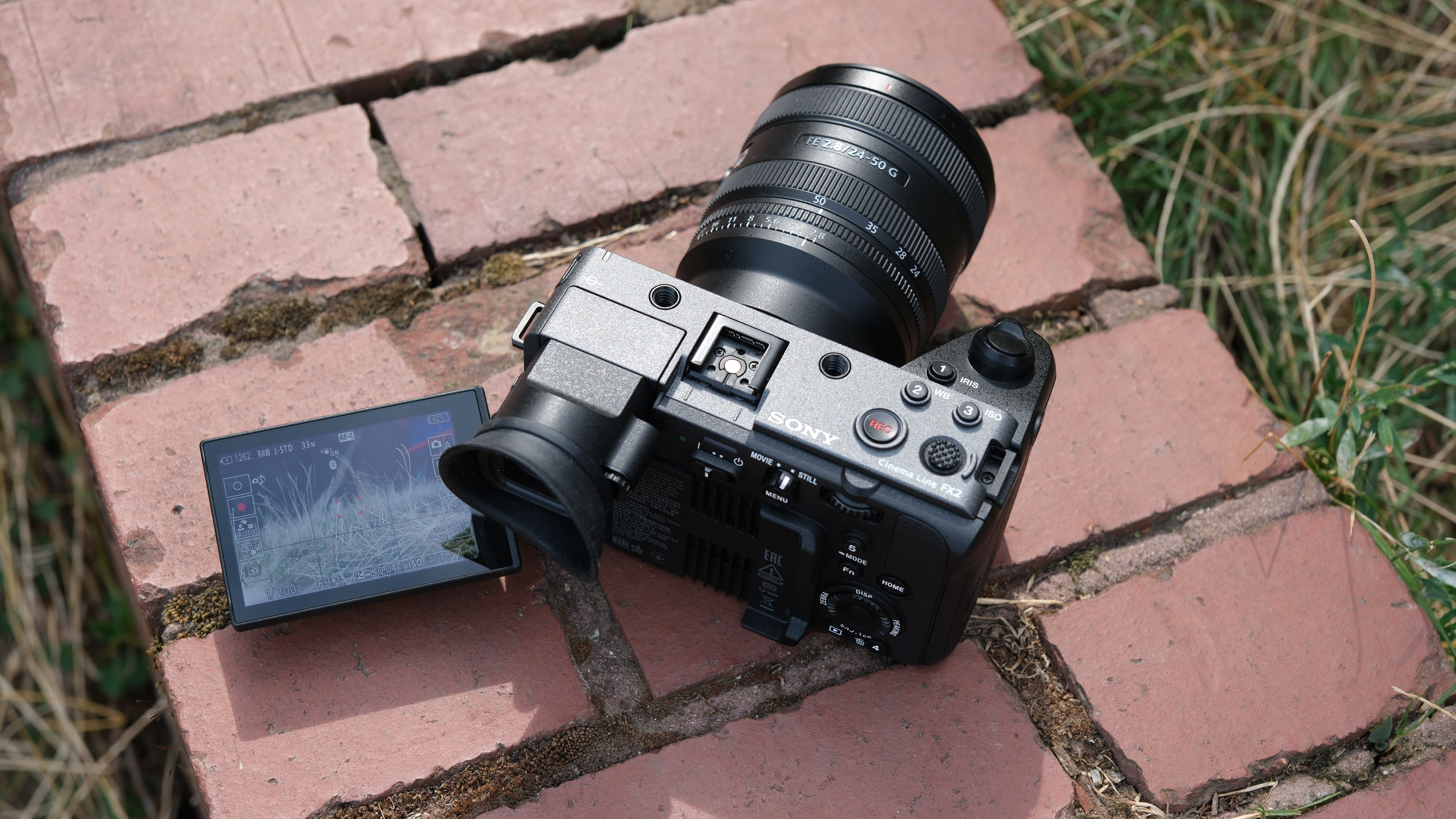 Sony FX2 camera on a brick wall