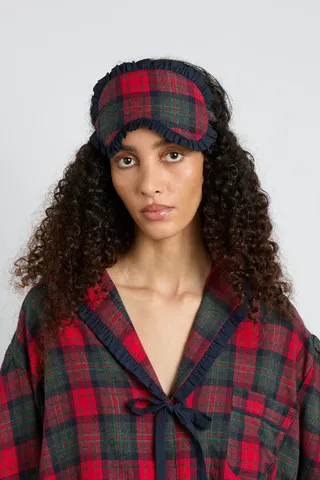 Damson Madder Eye Mask in Red Tartan.