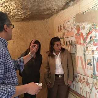 A wall painting in one of the newly excavated tombs in Egypt.