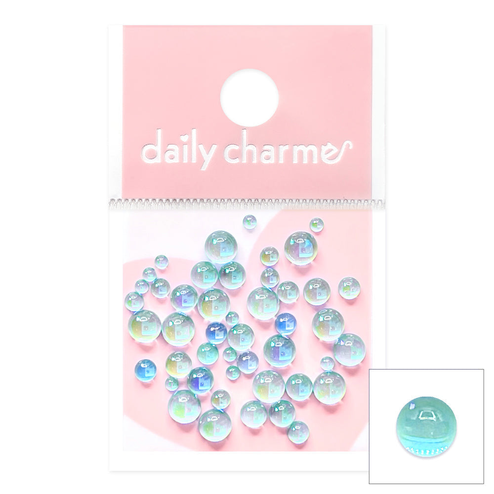 Daily Charme - Dreamy Bubbles Iridescent Flatback Beads - Blue