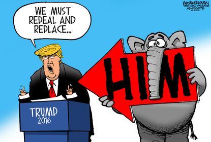 Political cartoon U.S. Donald Trump GOP distance