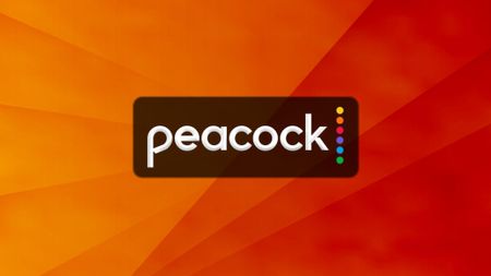 Peacock logo on an orange red background