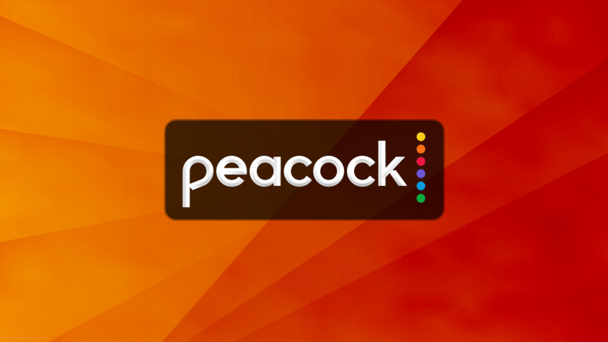 Peacock logo on an orange red background