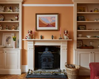 Traditional living room with apricot painted walls