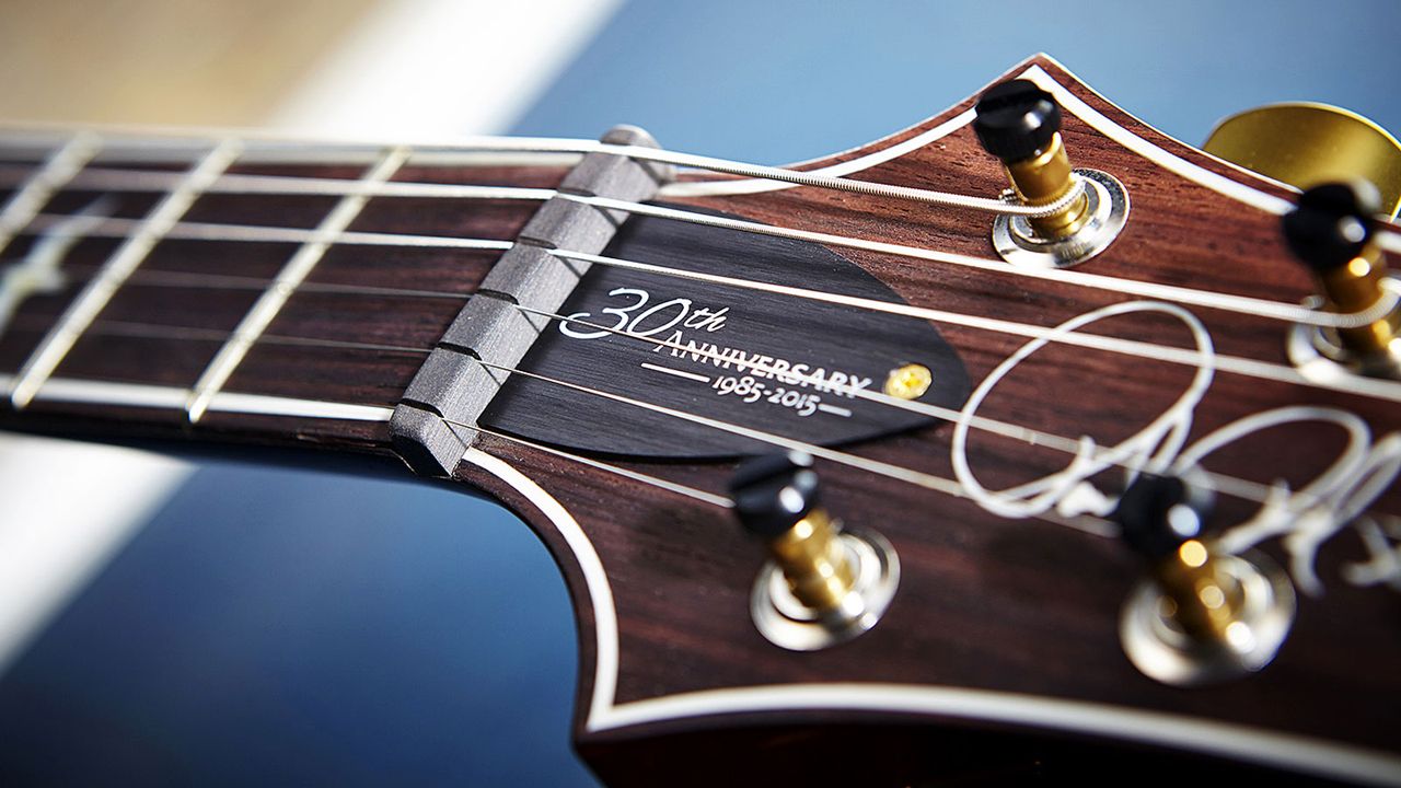 The truss rod cover logo is one of the few Anniversary flourishes