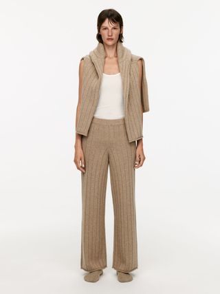 Cashmere-Wool Rib Trousers