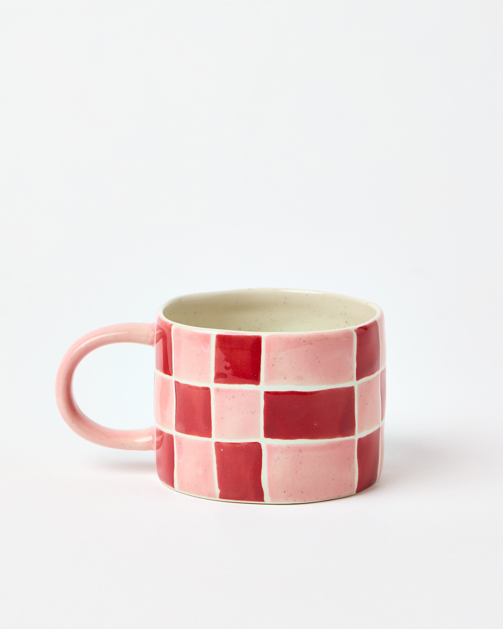 Chequerboard Pink Speckle Ceramic Mug | Oliver Bonas
