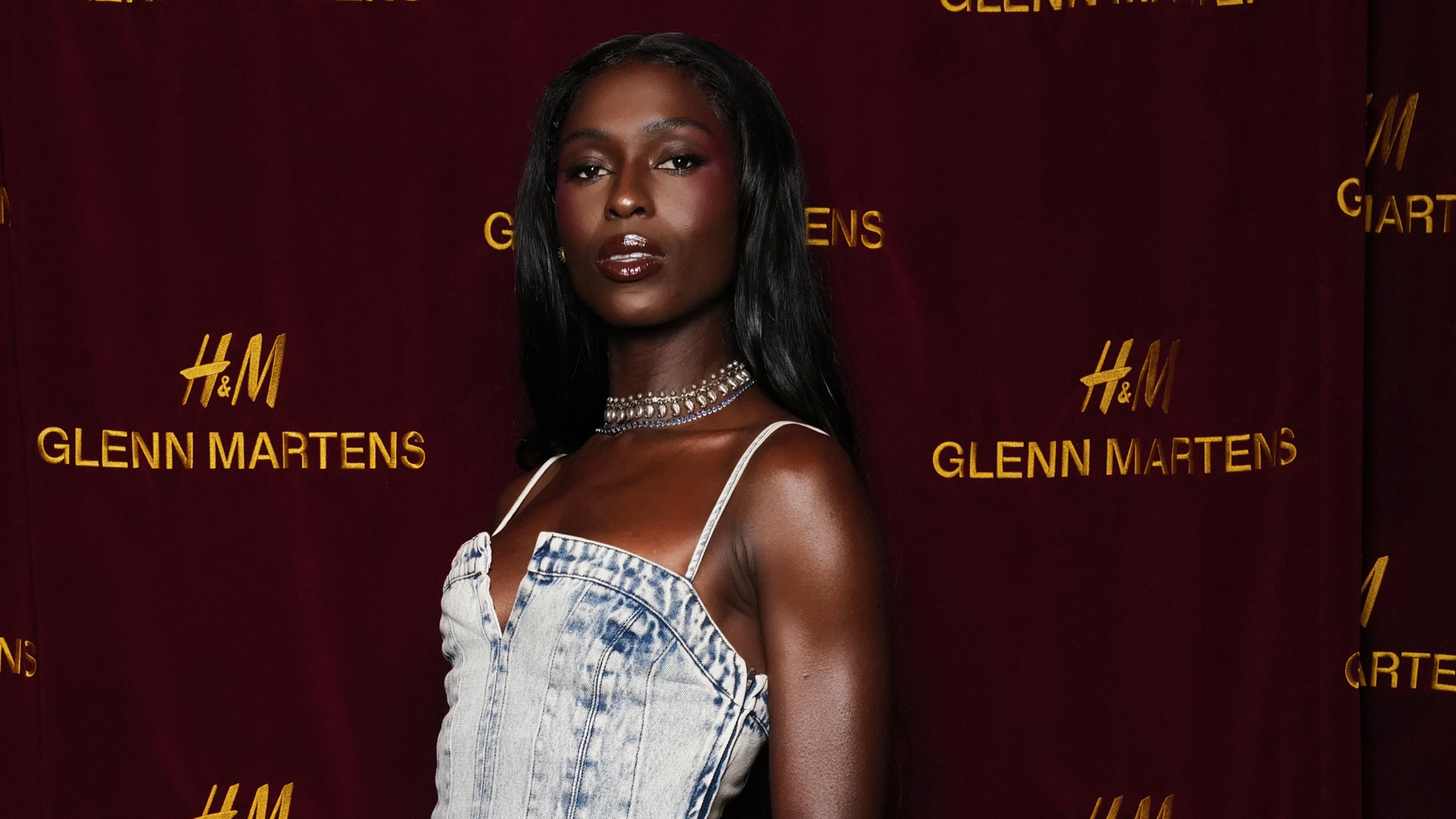 Jodie Turner Smith wearing the Glenn Martens x H&amp;M collaboration to a red carpet event