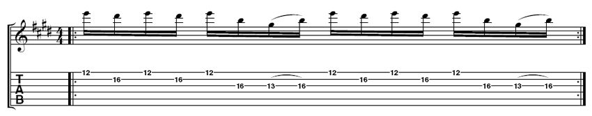 Take a close look at Paul&acute;s pick hand when he executes the semitone part of this lick; you&acute;ll notice that his hand doesn&acute;t move that much.