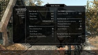 Best Skyrim mods — the Realistic Needs and Diseases configuration menu, with a number of options for configuring the simulation of basic necessities.