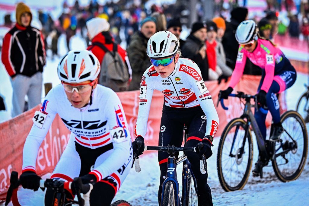 Dutch Fem Van Empel C pictured in action during the womens elite race of the Cyclocross World Cup race in Val di Sole Italy Saturday 17 December 2022 stage ten out of 14 in the World Cup of the 20212022 seasonBELGA PHOTO JASPER JACOBS Photo by JASPER JACOBS BELGA MAG Belga via AFP Photo by JASPER JACOBSBELGA MAGAFP via Getty Images