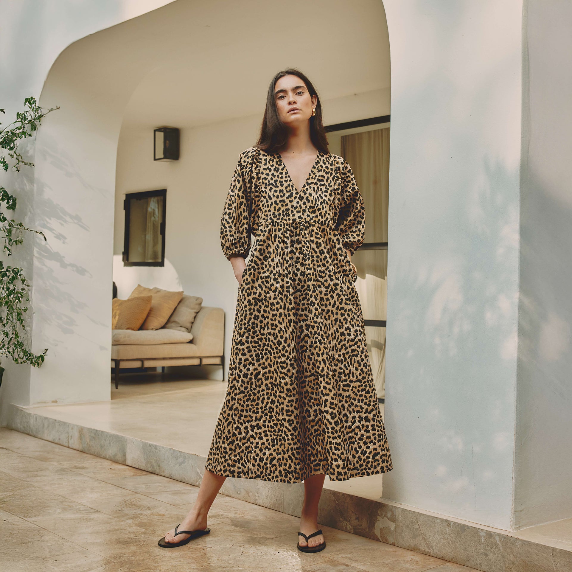 Iconic Animal V Neck Dress - Animal / 8