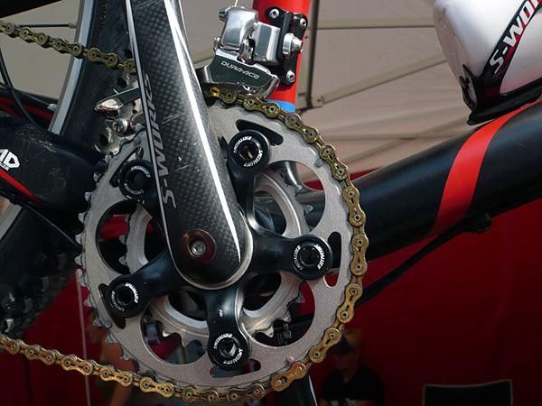 Sauser ran a two-chainring setup at the UCI world championship, complete with a rather unique-looking spider.