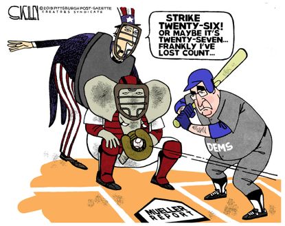 Political Cartoon U.S. Democrats Mueller Strike Twenty Six Impeachment
