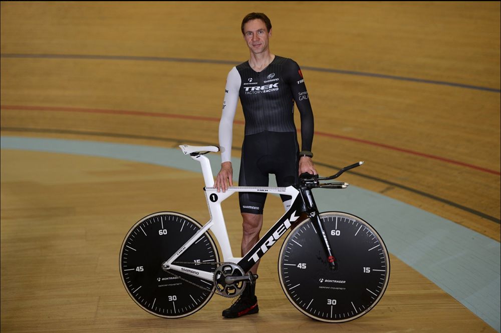 Jens Voigt with his Hour Record bike before his successful attempt