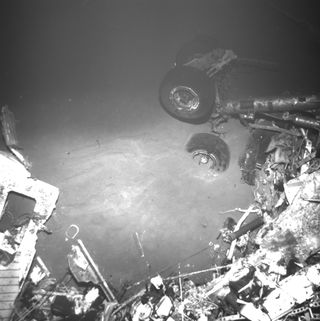 Wreckage of Air France Flight 447 on the Atlantic seafloor.