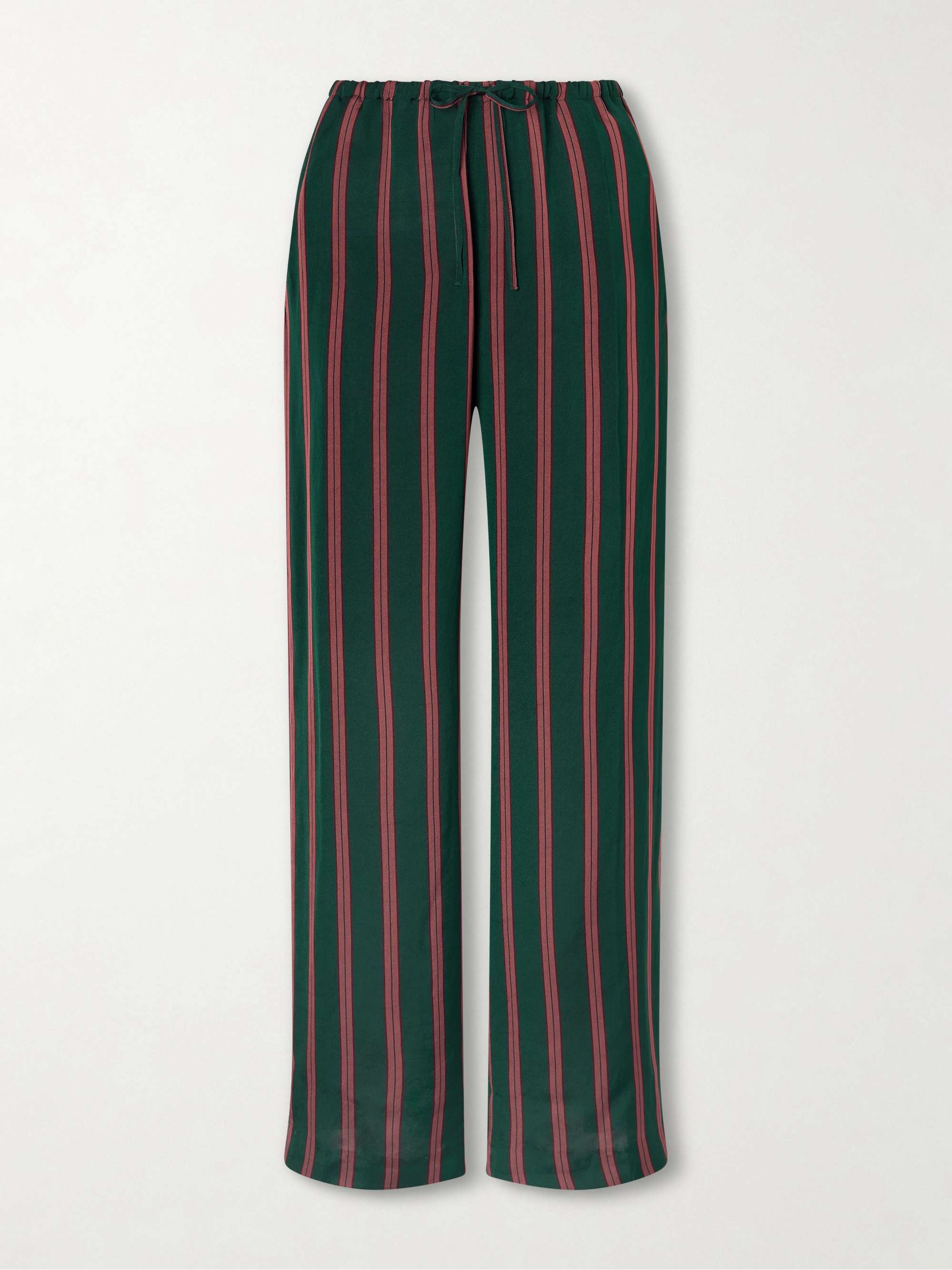 Striped Satin Wide-Leg Pants