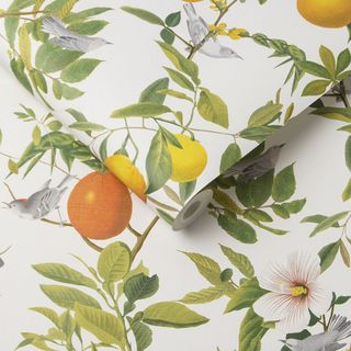 A lemon and citrus print wallpaper