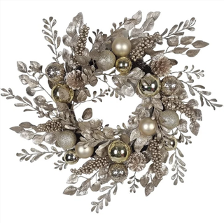 Gold and Champagne Gold Rattan Wreath from Wayfair.