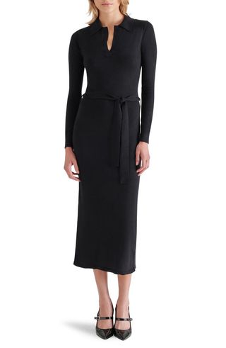 Danessa Belted Long Sleeve Polo Sweater Dress