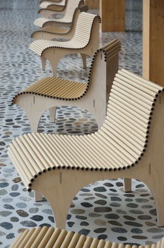 chairs made from cardboard tubes
