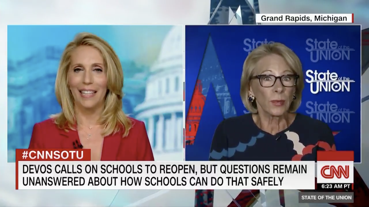 Dana Bash and Betsy DeVos.