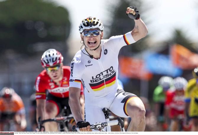 Andre Greipel (Lotto Belisol) gets off the mark for 2014.