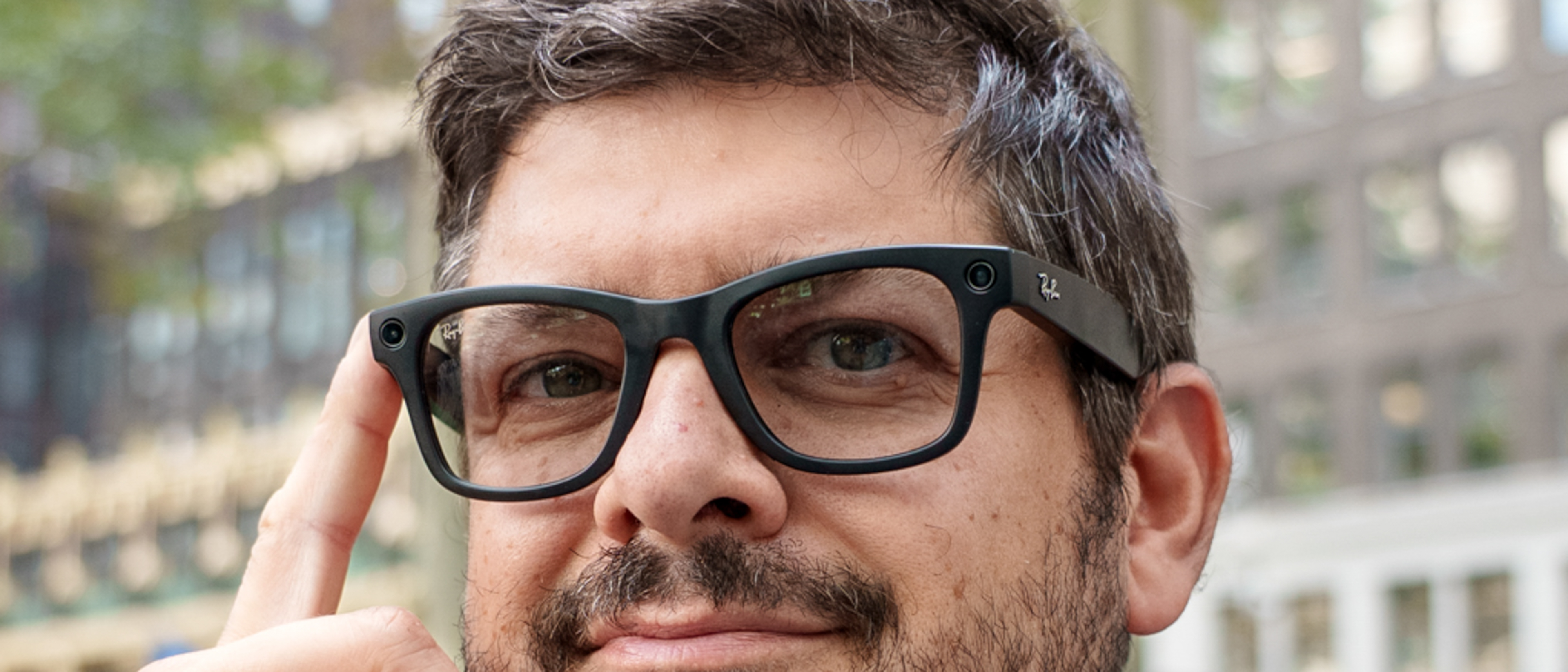 Tom&#039;s Guide&#039;s Mike Prospero wearing the Meta Ray-Ban (gen 2) smart glasses