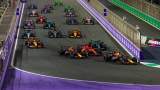 Racers during the F1 Grand Prix of Saudi Arabia in 2024.