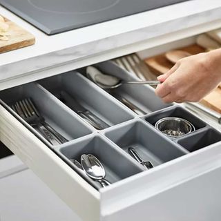 grey cutlery drawer organiser