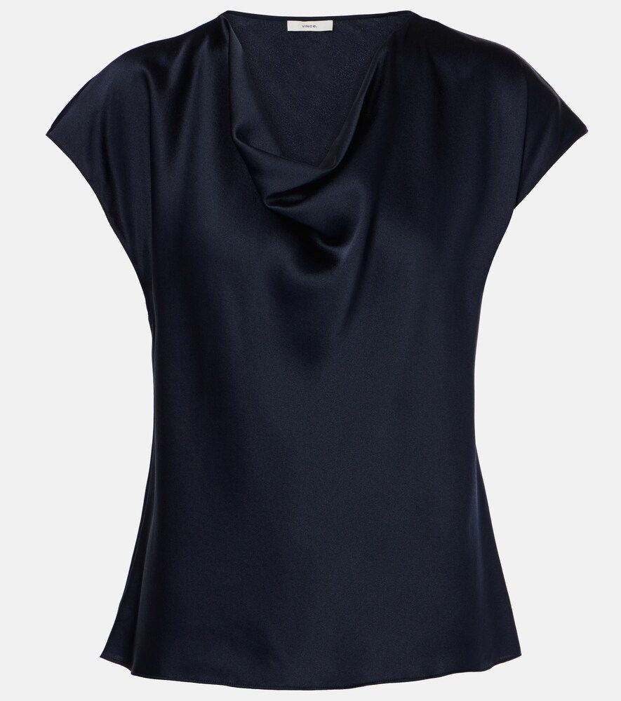 Draped Silk Satin Top
