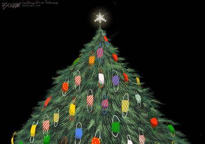 Editorial Cartoon U.S. Christmas Tree covid