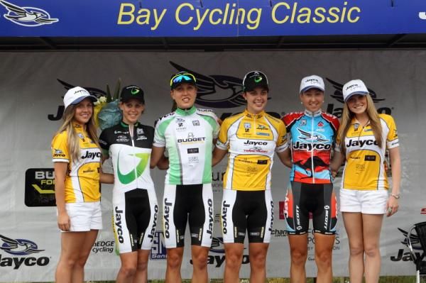 The podium was a pleasing one for one of Australian cycling's major benefactors, Gerry Ryan of Jayco - riders from GreenEDGE and Jayco-AIS at the Jayco Bay Cycling Classic