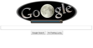 Google logo with the moon replacing the second 'o'