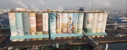 The world's largest outdoor mural, on grain silos in South Korea.