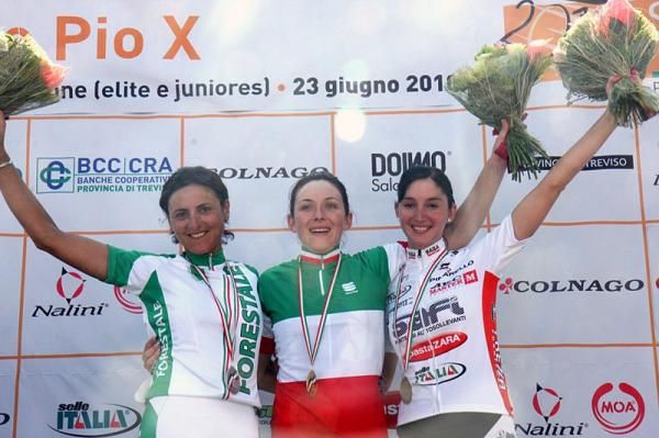 The women's podium (l-r): Alessandra D'Ettorre, Monia Baccaille and Lorena Foresi.