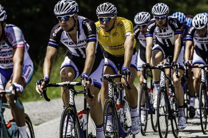 Former race leader Marcel Kittel (Giant-Shimano) sits in the field