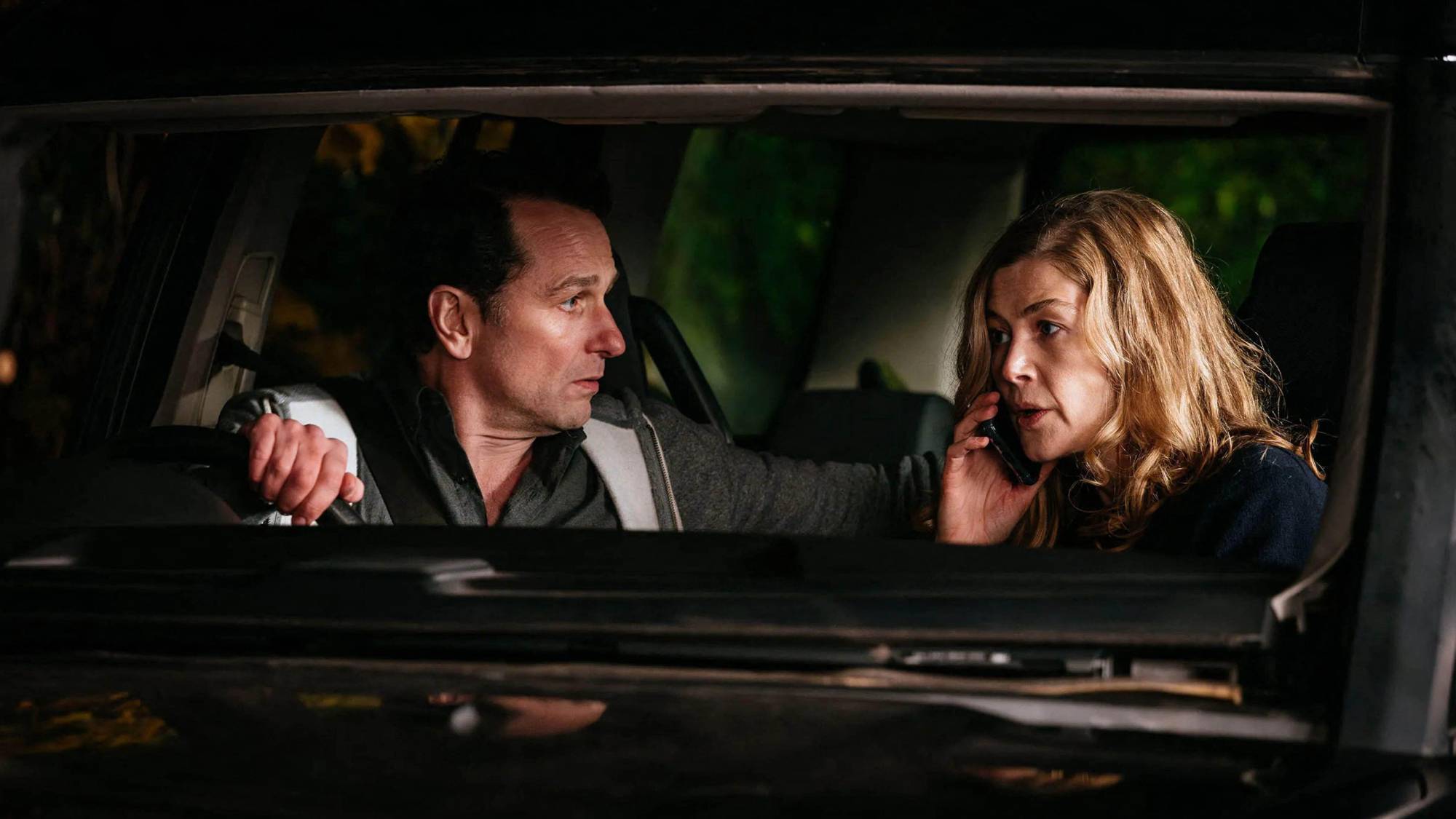 (L-R) Matthew Rhys as Frank and Rosamund Pike as Maddie in "Hallow Road"