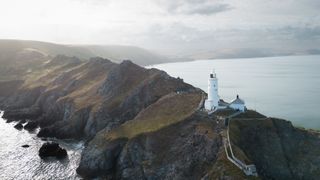 A lighthouse on the coast in Devon, UK