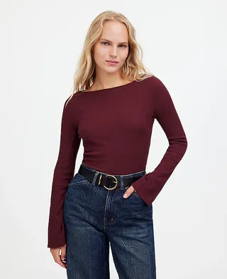 J.Crew, Ribbed Long-Sleeve Boatneck Top