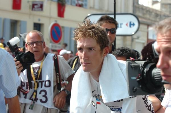 Andy Schleck (Saxo Bank) at the finish