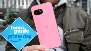 google pixel 9a in pink with prime day deal tag