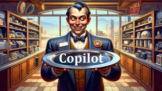 Generated by ChatGPT | Image of a salesperson serving Copilot