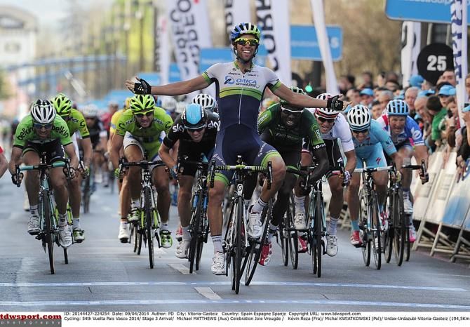 Michael Matthews (Orica GreenEdge) wins stage 3 of Vuelta al Pais Vasco