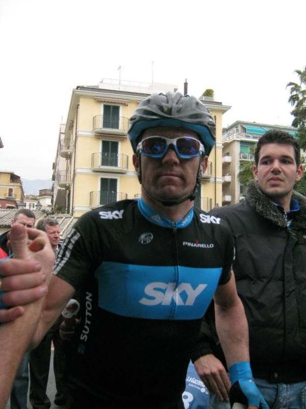 If it weren't for the Sky kit and cycling helmet you'd swear Chris Sutton had spent a day working in a mine