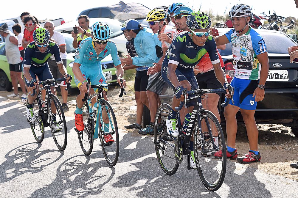 Nairo Quintana, Miguel Angel Lopez and Dayer Quintana.