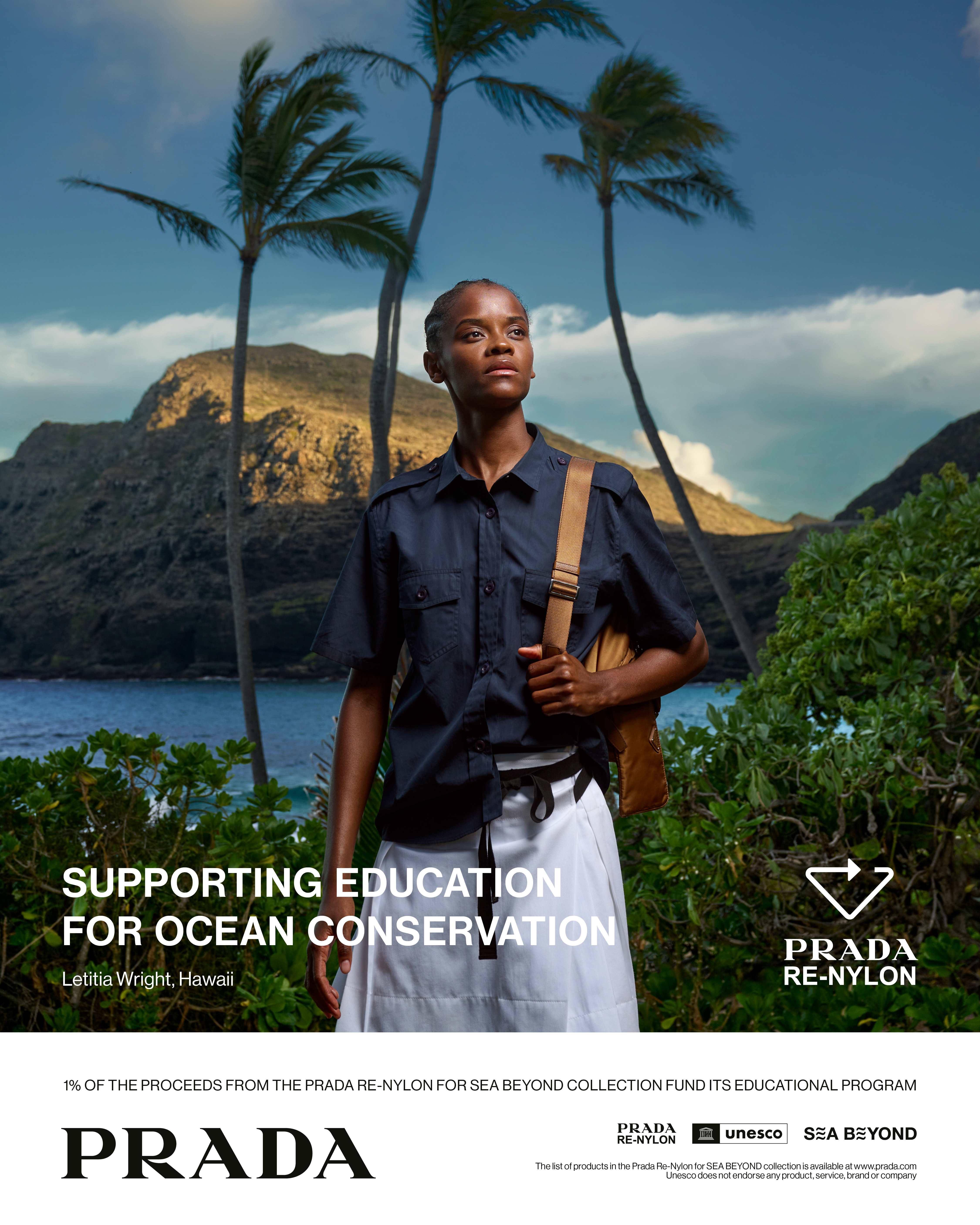 prada re-nylon sea beyond campaign fronted by letitia wright